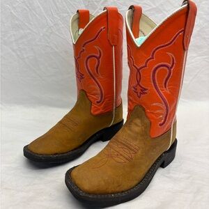Old West Orange and Brown kids Western Boots size 13 for little boys